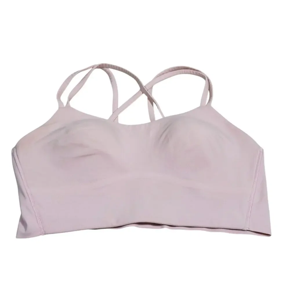 Lululemon Like a Cloud Longline Bra Size 6 Light Pink Yoga Pilates Gym Studio